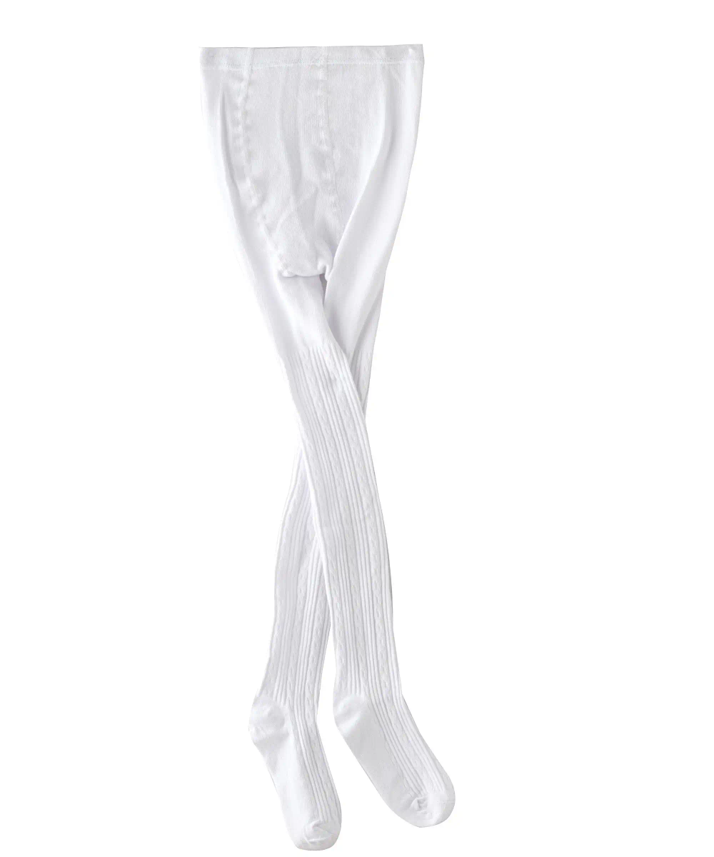 Genius Girls Plain Cable Tights - White