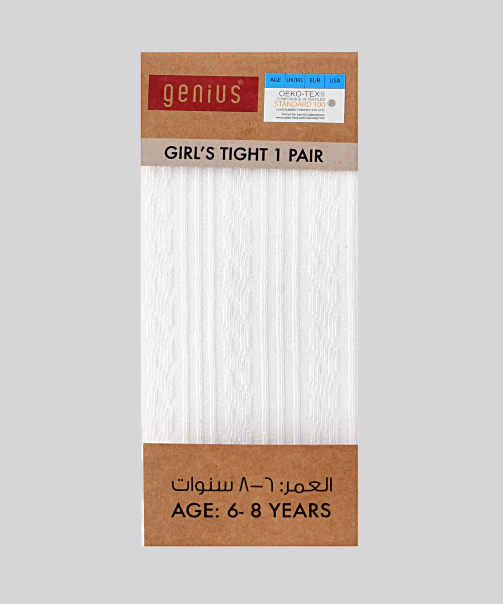Genius Girls Plain Cable Tights - White