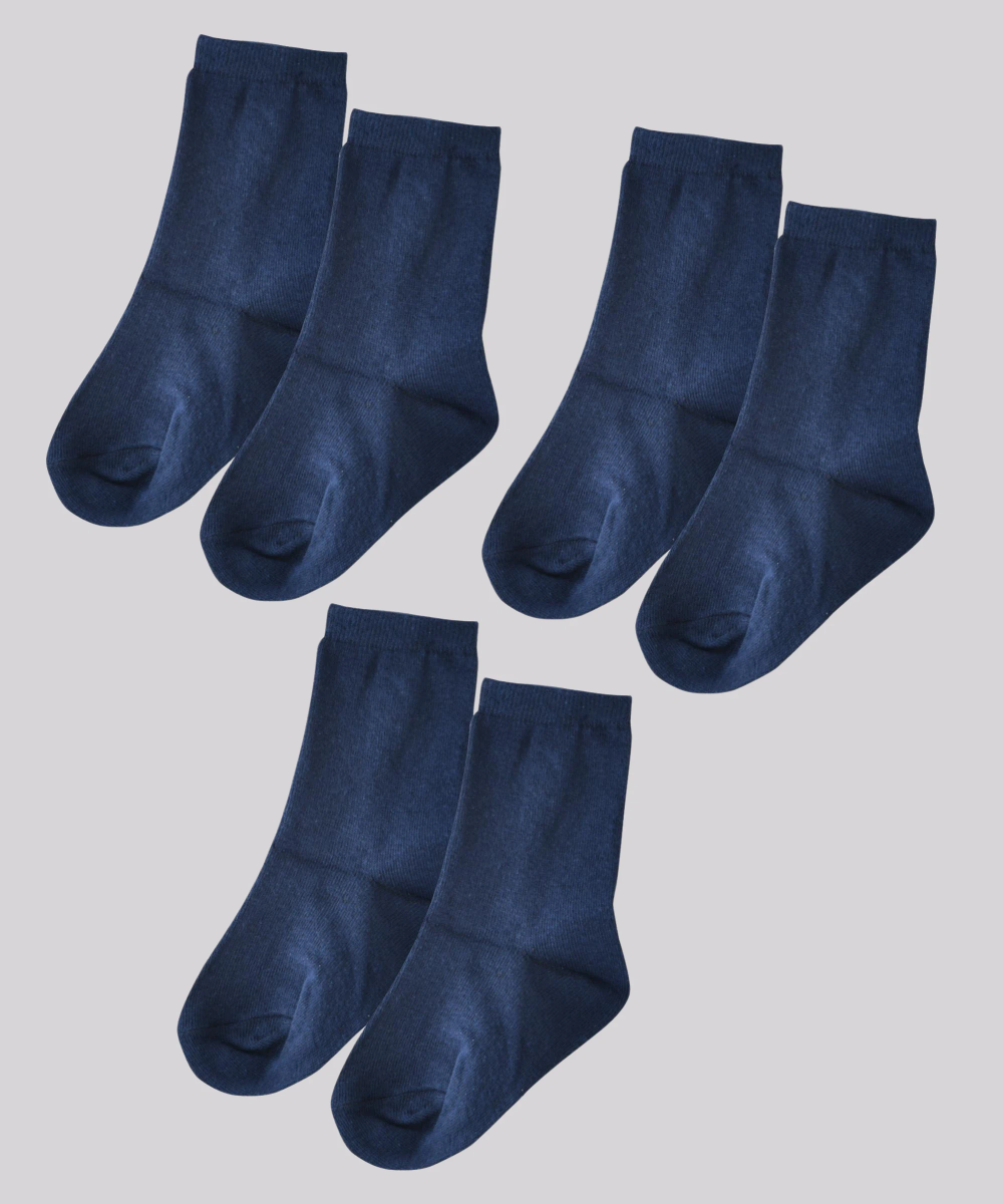 Genius Kid's Crew Socks - Navy - 3 Pcs