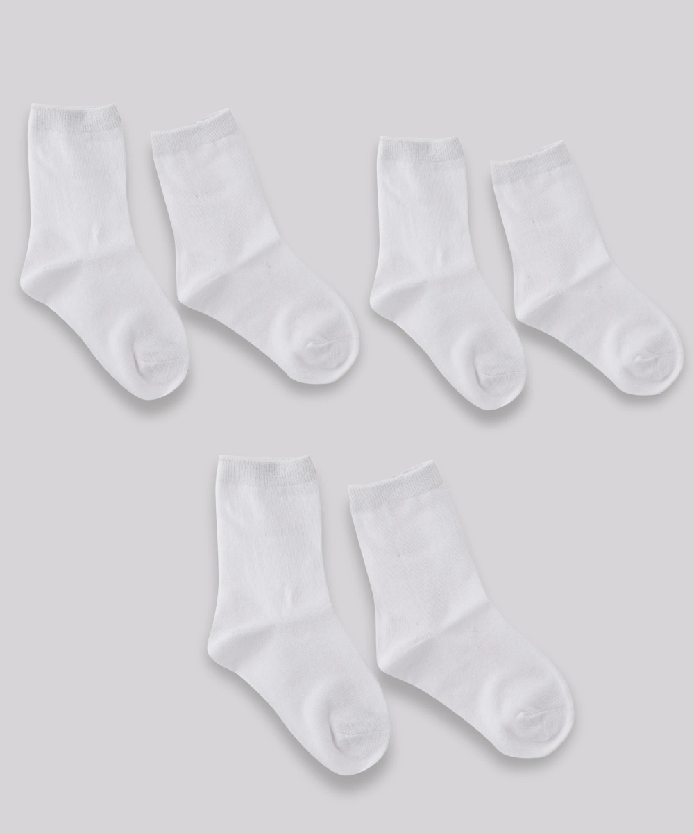 Genius Kids Crew Socks - White - 3 Pcs