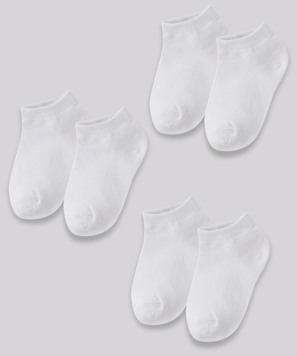 Genius Kids Ankel Length Trainer Socks - White - 3 Pcs