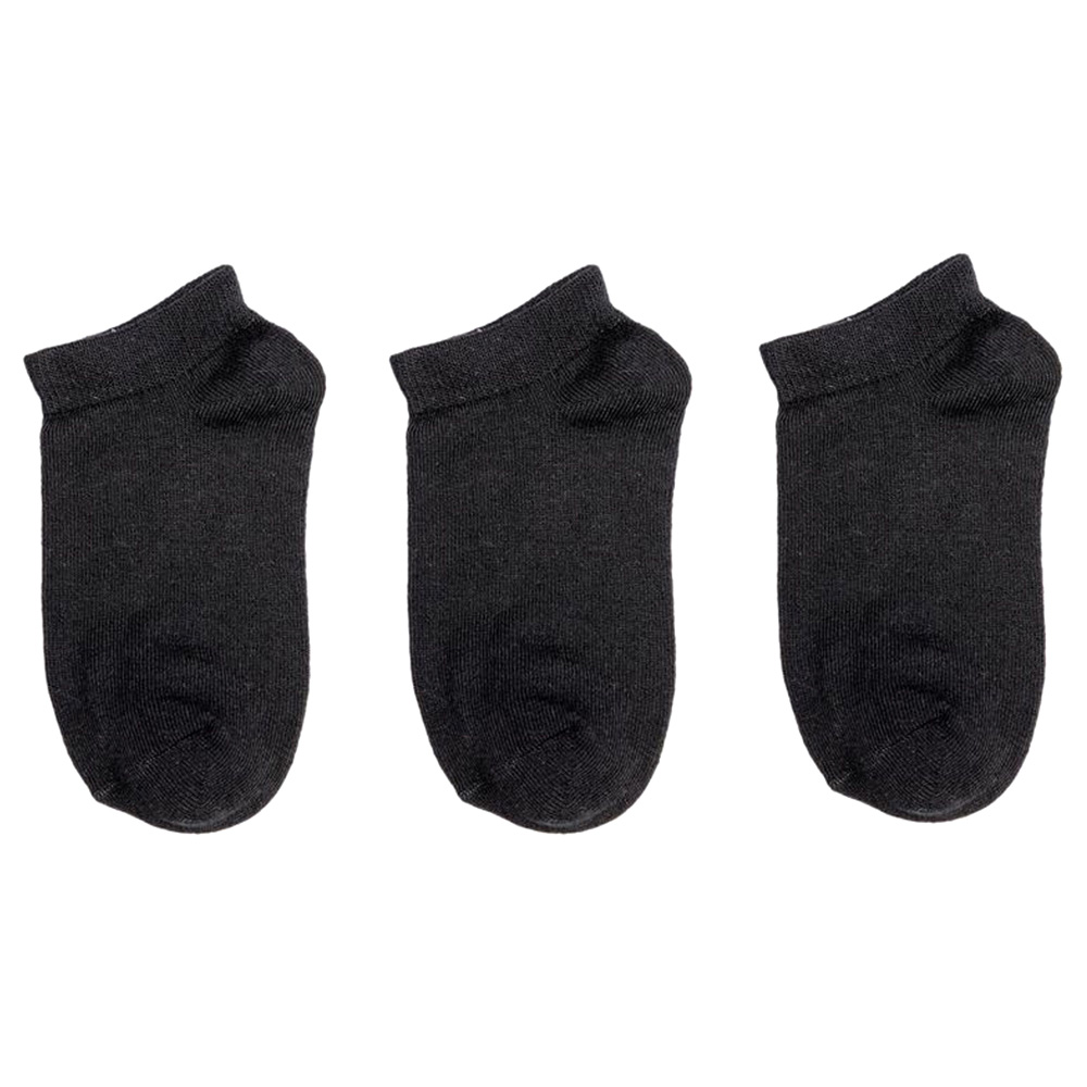 Genius Kids Ankel Length Trainer Socks - Black - 3 Pcs
