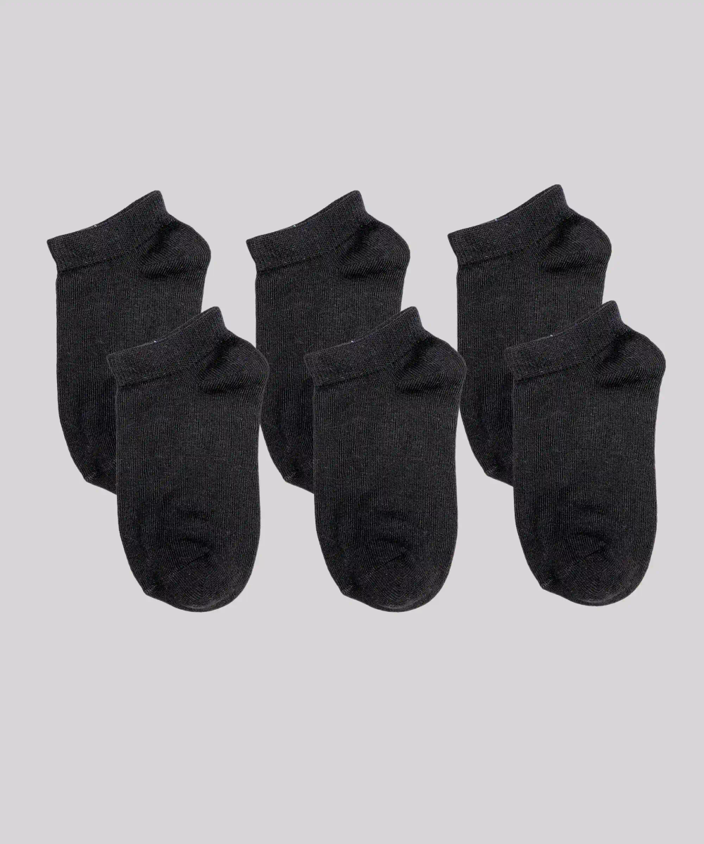 Genius Kids Ankel Length Trainer Socks - Black - 3 Pcs