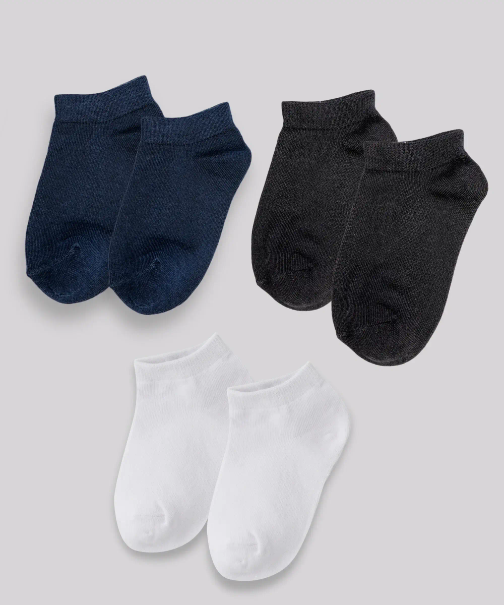 Genius Kids Ankel Length Trainer Socks - Multicolor - 3 Pcs