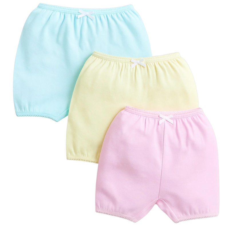 Genius Girl's Cotton Undershorts - Multicolor - 3 Pcs