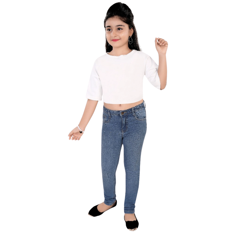 Nexgen Girl' Semi Elasticated Denim Jeans Denim - Blue