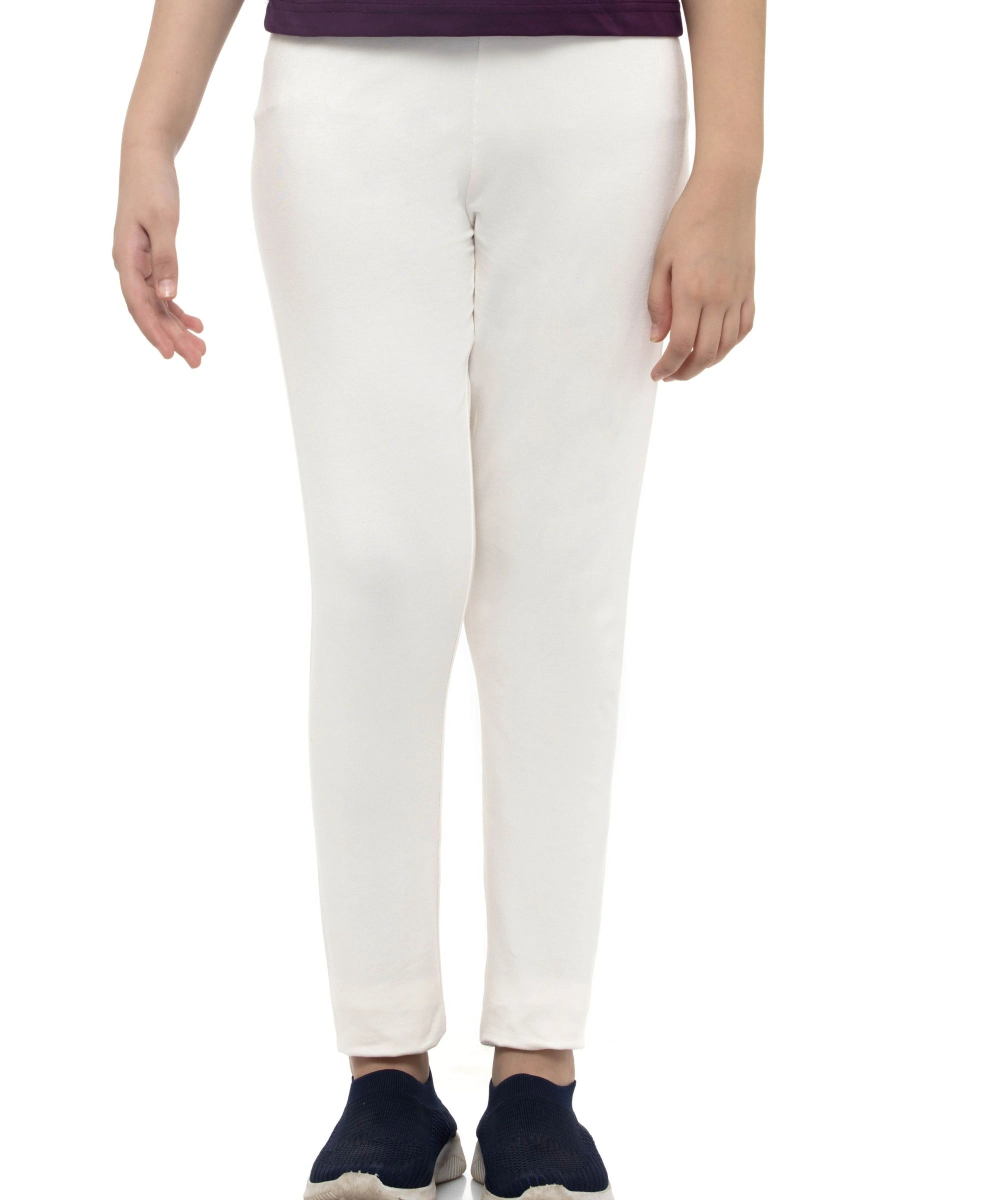 Nexgen Girl' Fully Elasticated Plain Leggings - Off White