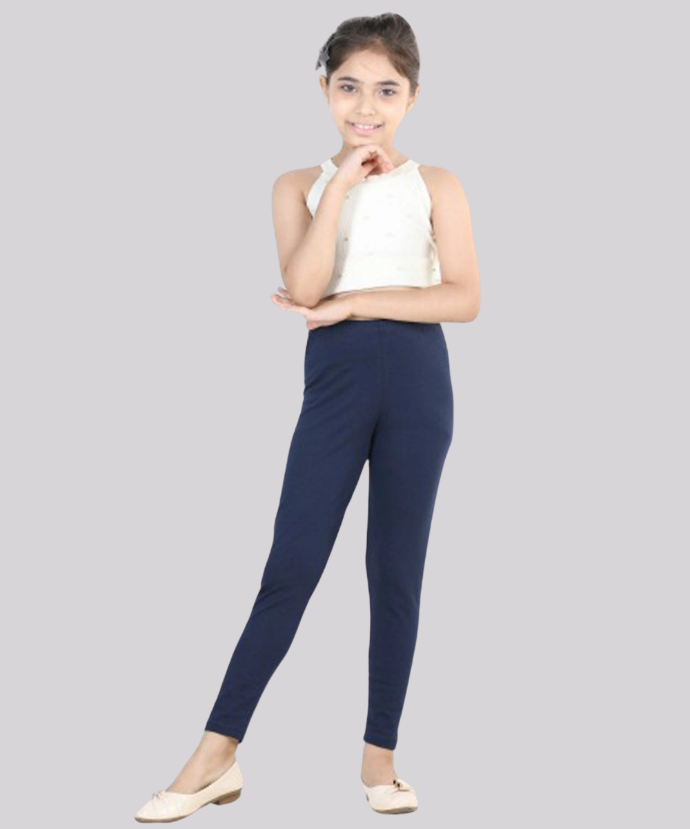 Nexgen Girl' Fully Elasticated Plain Leggings - Navy Blue