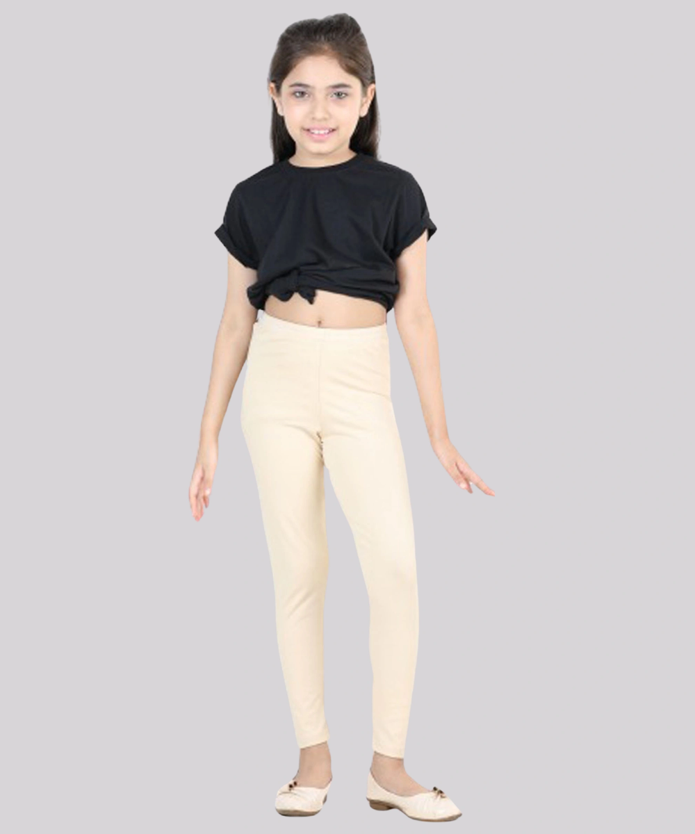 Nexgen Girl' Fully Elasticated Plain Leggings - Beige