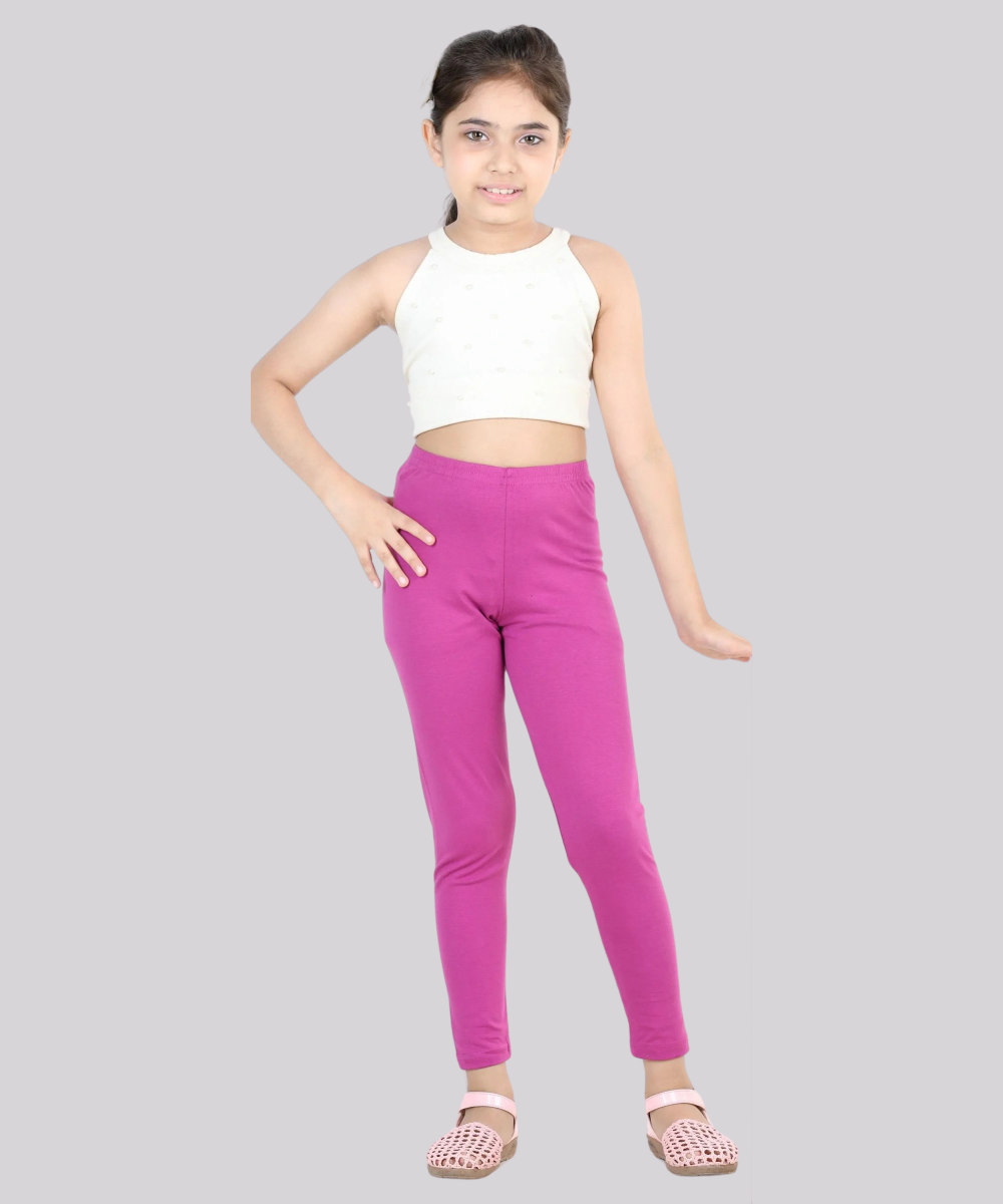 Nexgen Girl' Fully Elasticated Plain Leggings - Purple