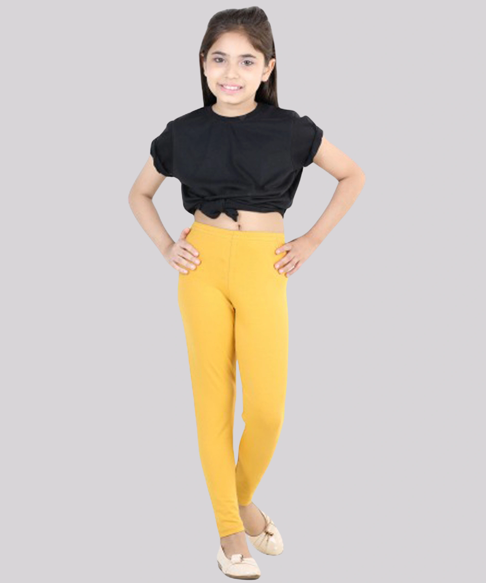 Nexgen Girl' Fully Elasticated Plain Leggings - Mustard