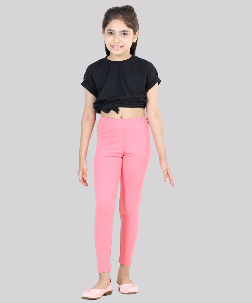 Nexgen Girl' Fully Elasticated Plain Leggings Flamingo - Pink