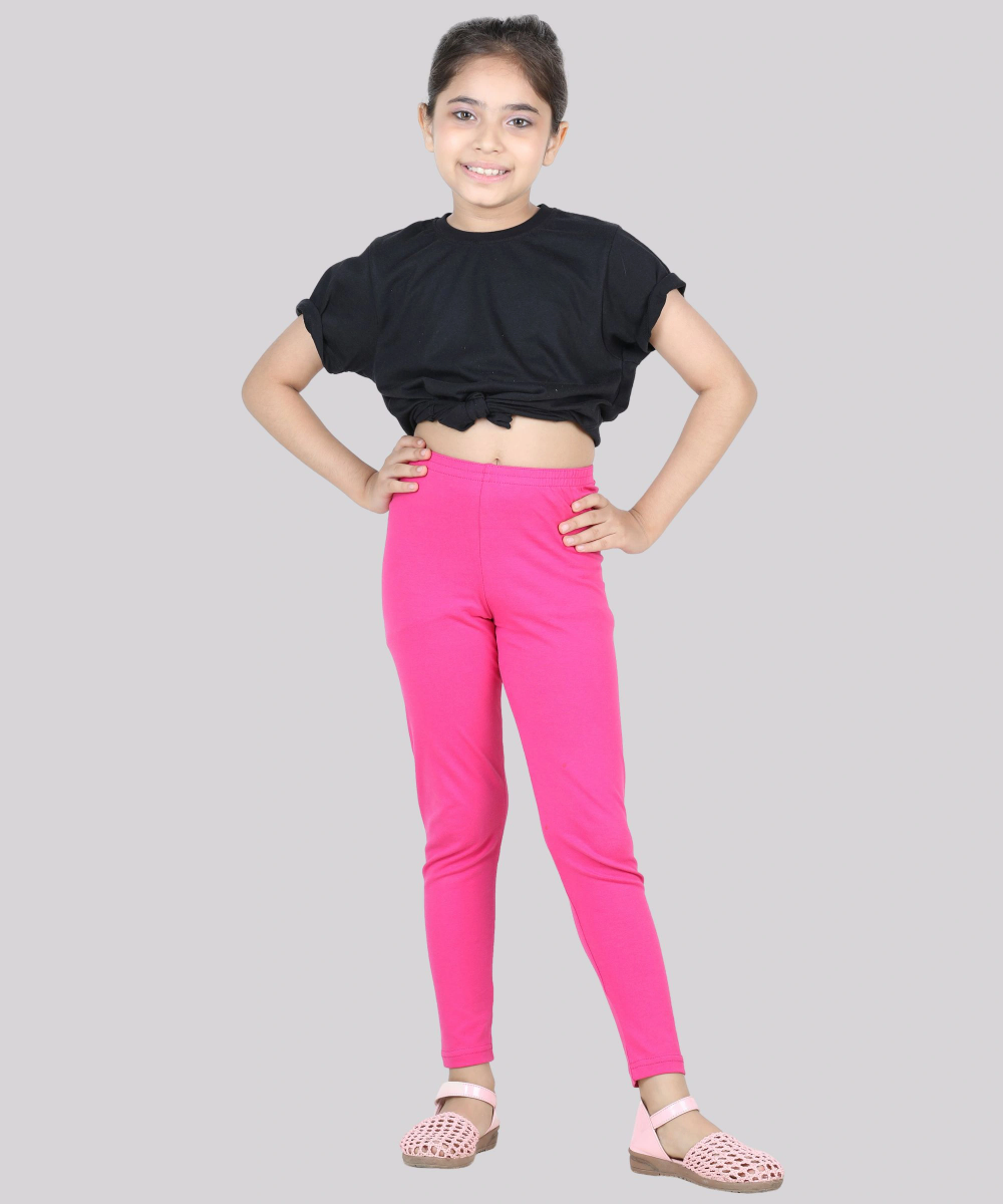 Nexgen Girl' Fully Elasticated Plain Leggings - Fuchsia