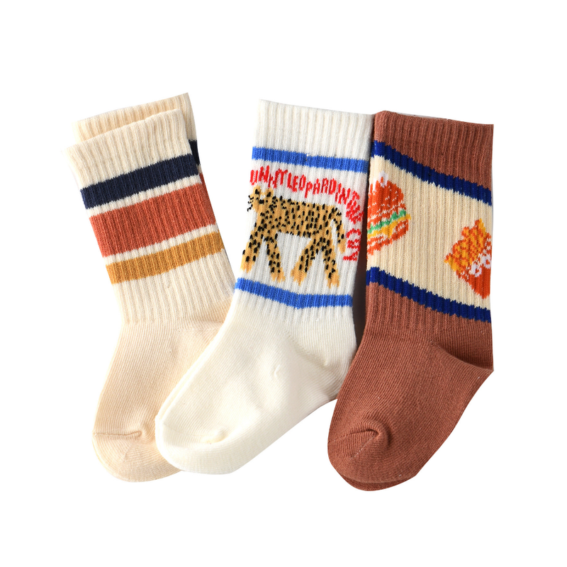Genius Boy's Printed Mid-Calf Crew Socks - Multicolor - 3 Pcs