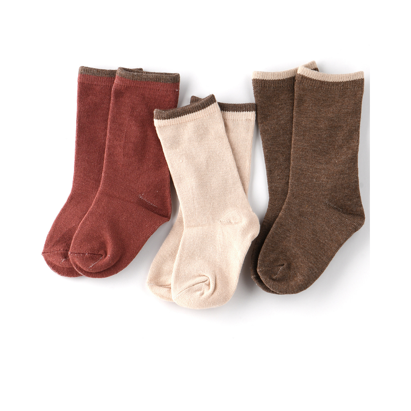 Genius Boy's Printed Crew Socks Beige/Brown/Red - 3 Pcs