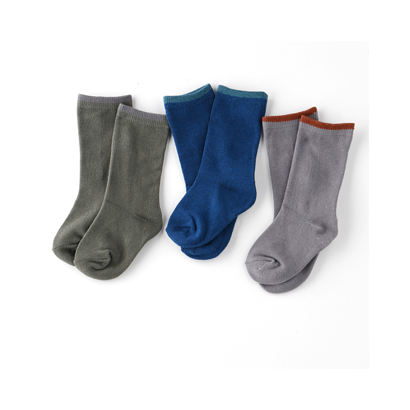 Genius Boy's Mid-Calf Crew Socks Blue/Grey - 3 Pcs