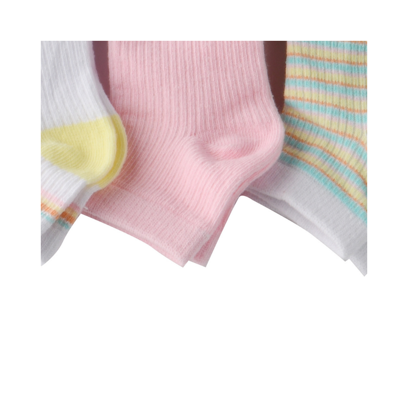 Genius Girl's Printed Crew Socks Pink/White/Blue - 3 Pcs