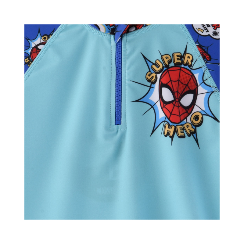 Spiderman Boy's Short Sleeves Rash Guard Top - Blue
