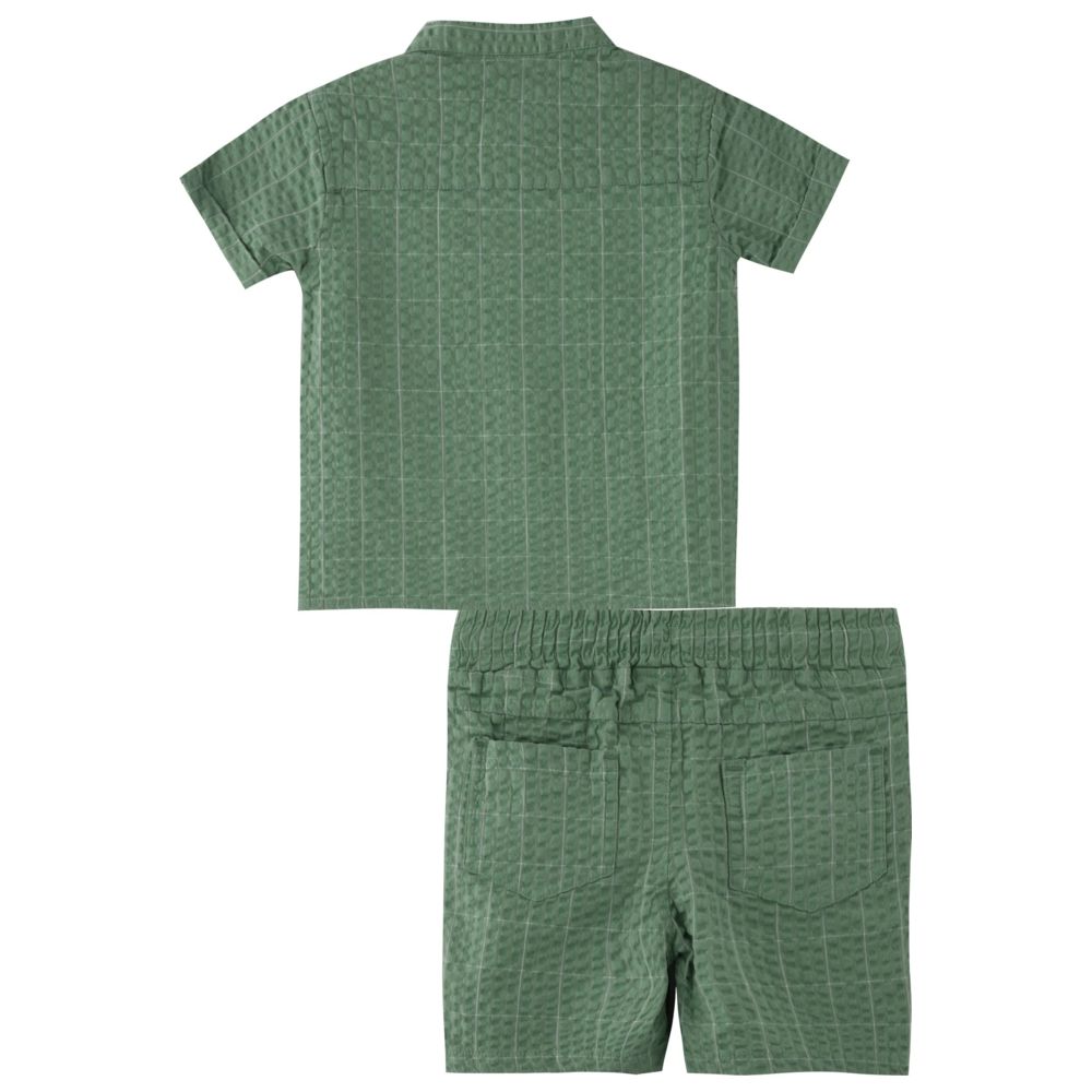 Smart Baby Boy Shirt with T-Shirt and Bermuda Set - Brown