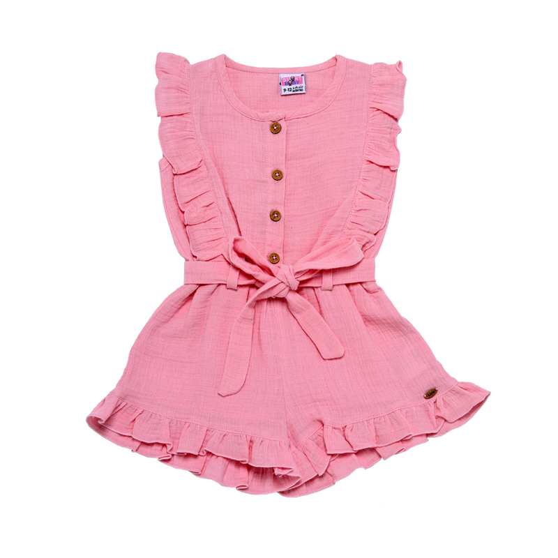 Smart Baby Baby Girl' Frill Sleeveless Playsuit - Pink