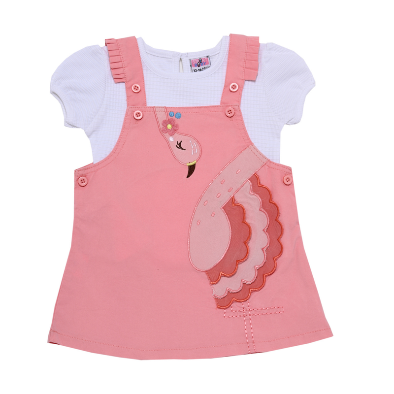 Smart Baby Baby Girl' Inner Top with Pinafore - Pink/White