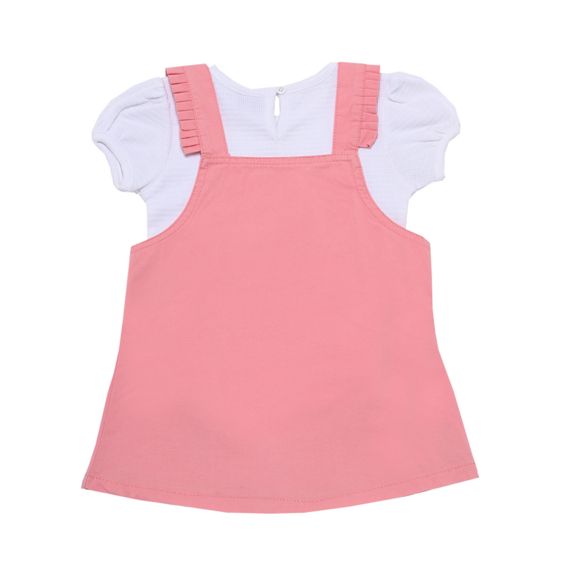Smart Baby Baby Girl' Inner Top with Pinafore - Pink/White