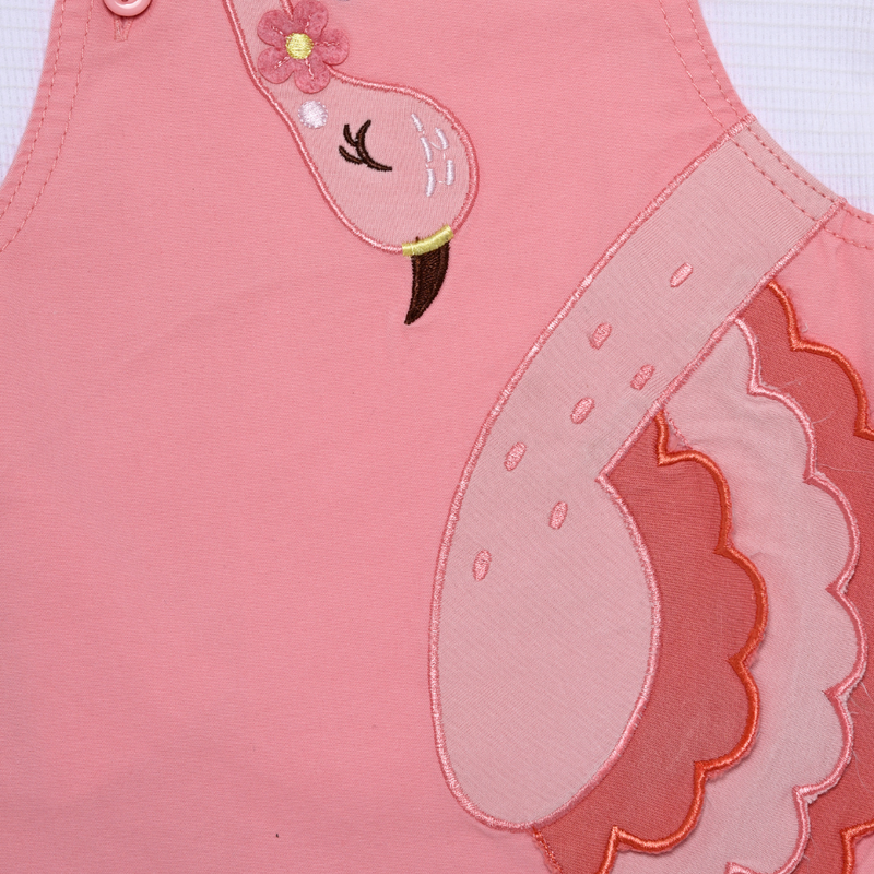 Smart Baby Baby Girl' Inner Top with Pinafore - Pink/White