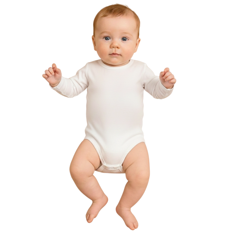 Smart Baby Full Sleeves Plain Bodysuit - White