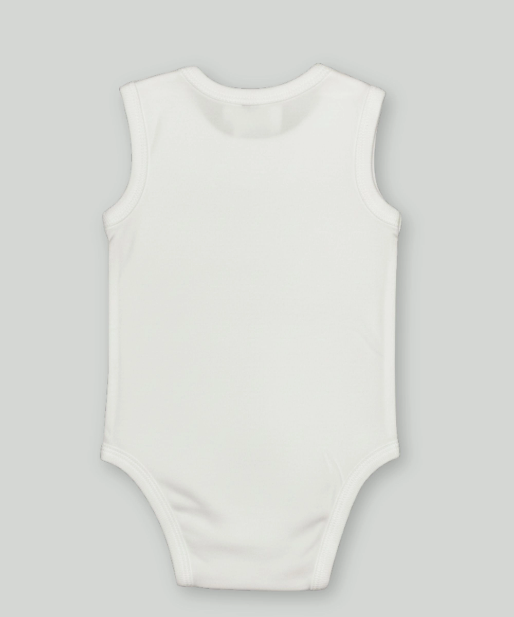 Smart Baby Plain Buttoned Sleeveless Bodysuit - White
