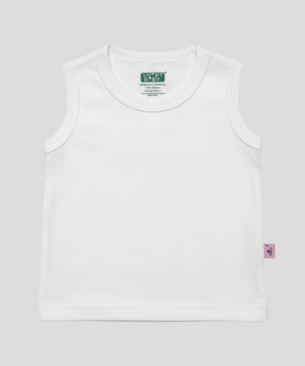 Smart Baby Plain Organic Cotton Vest - White