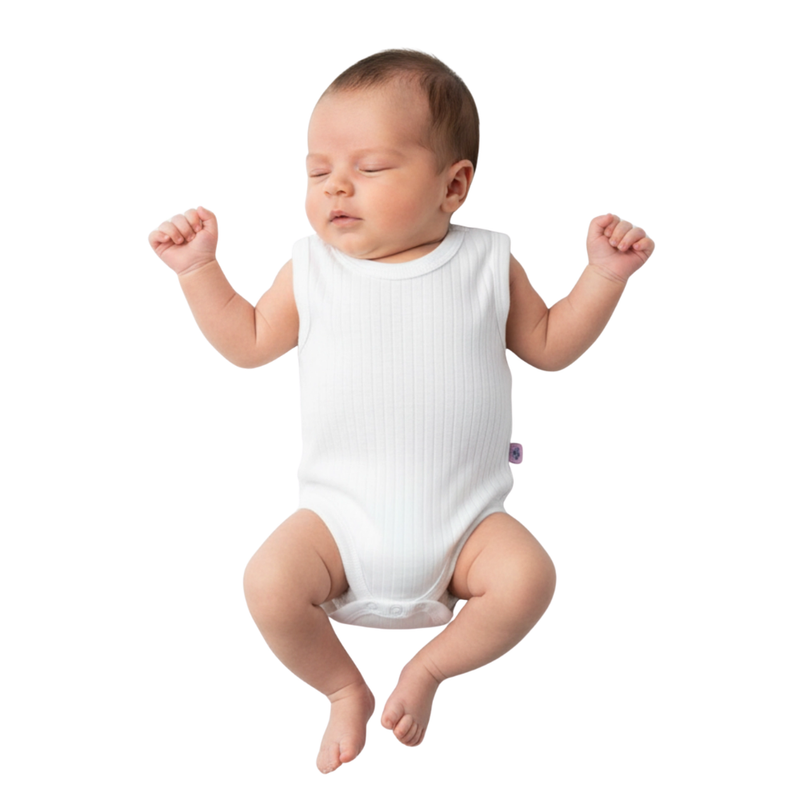 Smart Baby Baby Plain Sleeveless Bodysuit - White