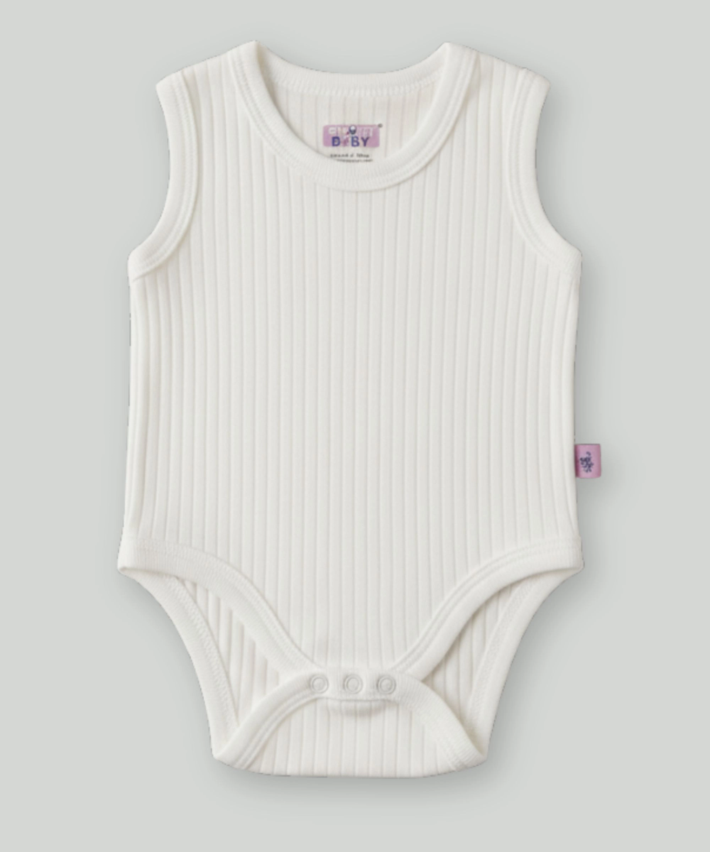 Smart Baby Baby Plain Sleeveless Bodysuit - White