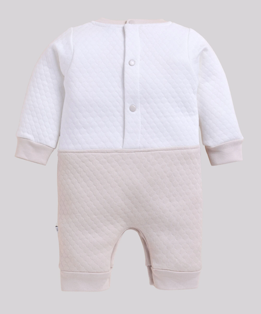 Wonderchild Baby Boy's Full Sleeves Open Feet Romper - Beige