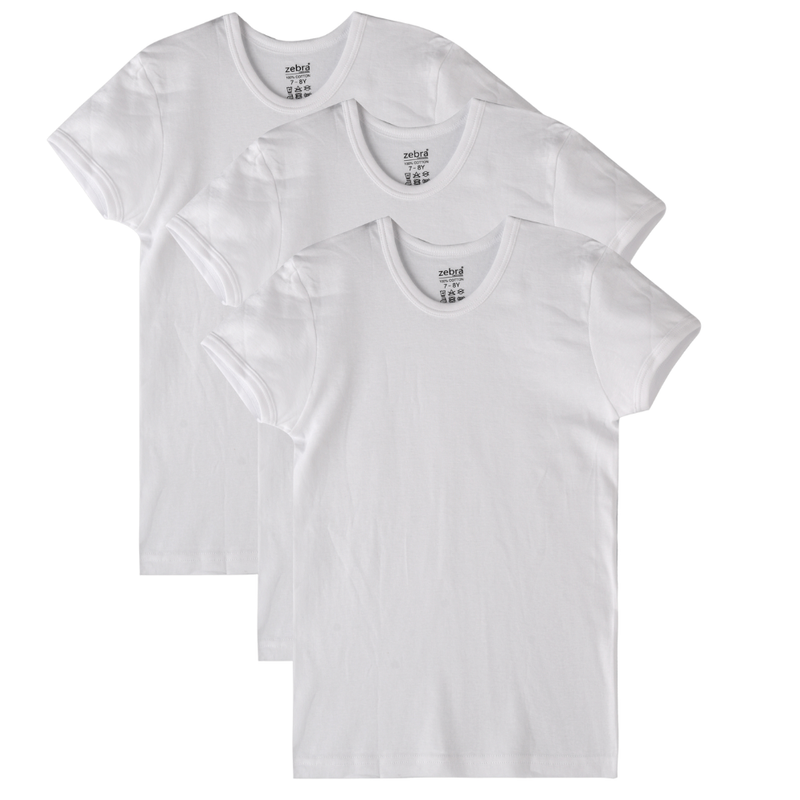 Zebra Crossing Boy's Plain Undershirts - White - 3 Pcs