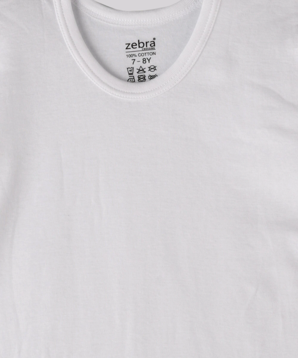 Zebra Crossing Boy's Plain Undershirts - White - 3 Pcs