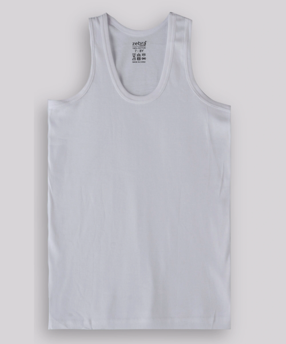 Zebra Crossing Boy's Plain Vest - White - 3 Pcs