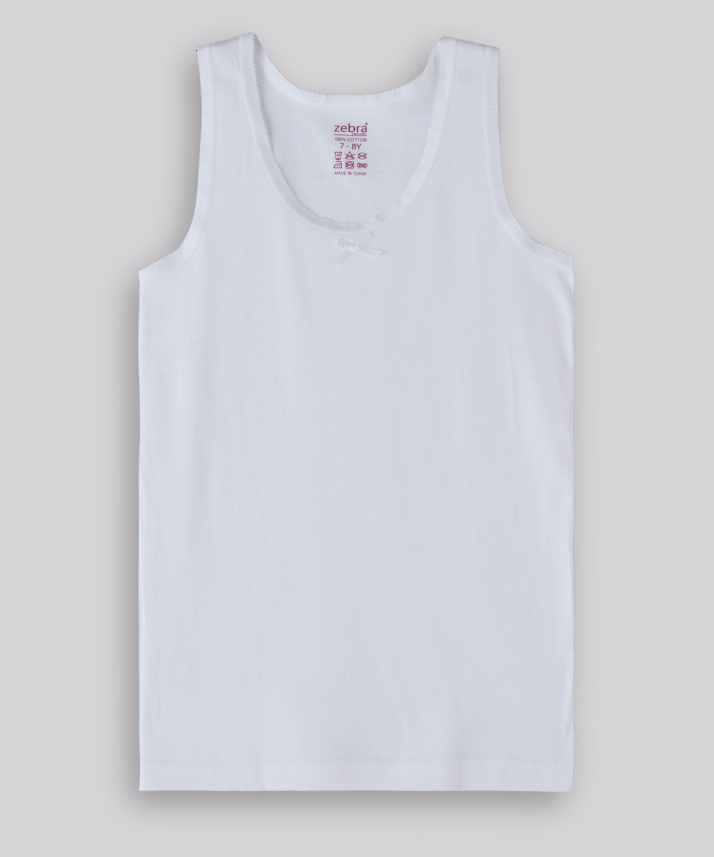 Zebra Crossing Girl's Plain Vest - White - 3 Pcs