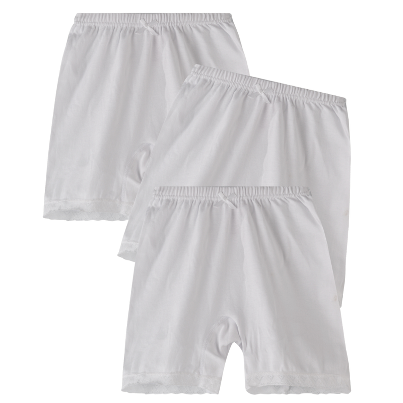 Zebra Crossing Girl's Plain Half Pants - White - 3 Pcs