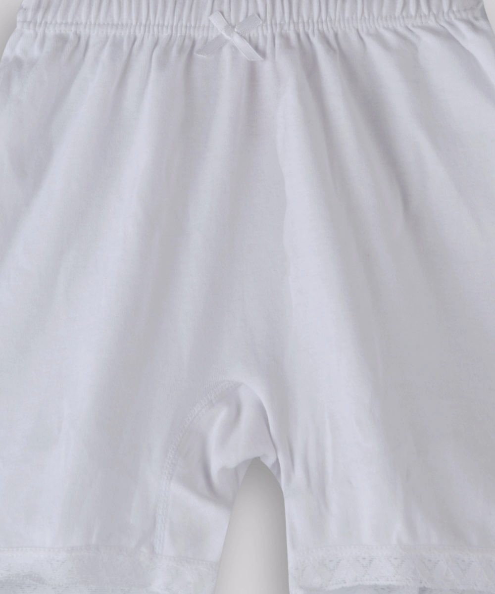 Zebra Crossing Girl's Plain Half Pants - White - 3 Pcs