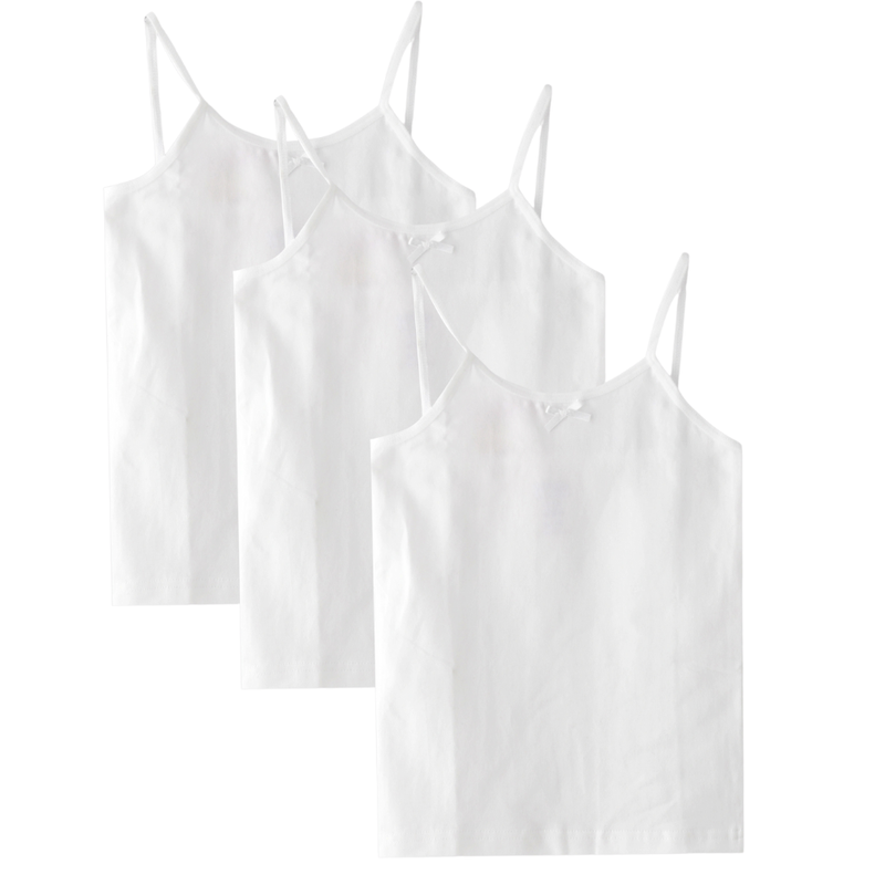 Zebra Crossing Girl's Plain Spaghetti Camisole - White - 3 Pcs