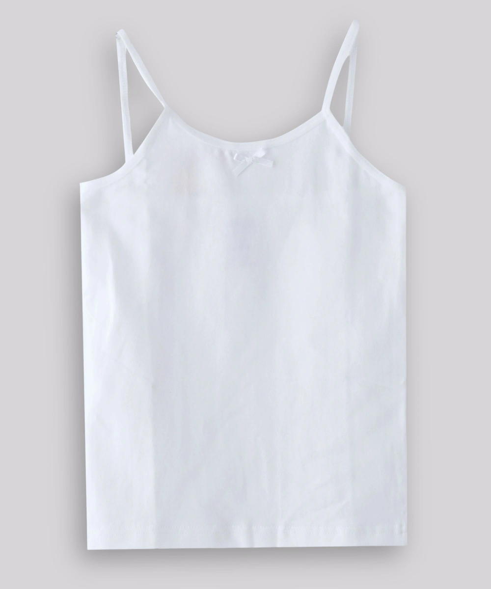 Zebra Crossing Girl's Plain Spaghetti Camisole - White - 3 Pcs