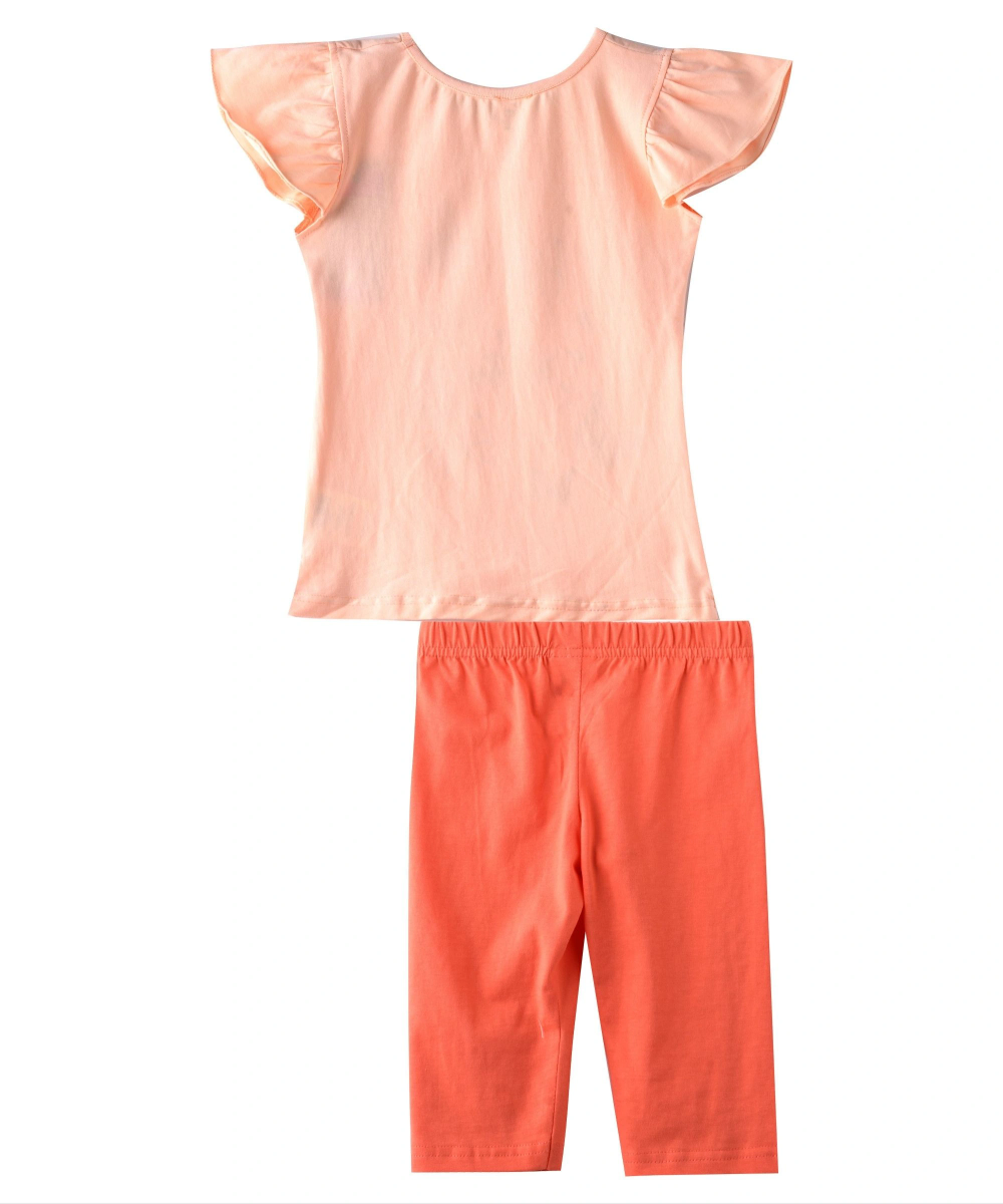 Genius Girl's Cap Sleeves T-Shirt & Capri Pants Peach/Orange - 2 Pcs