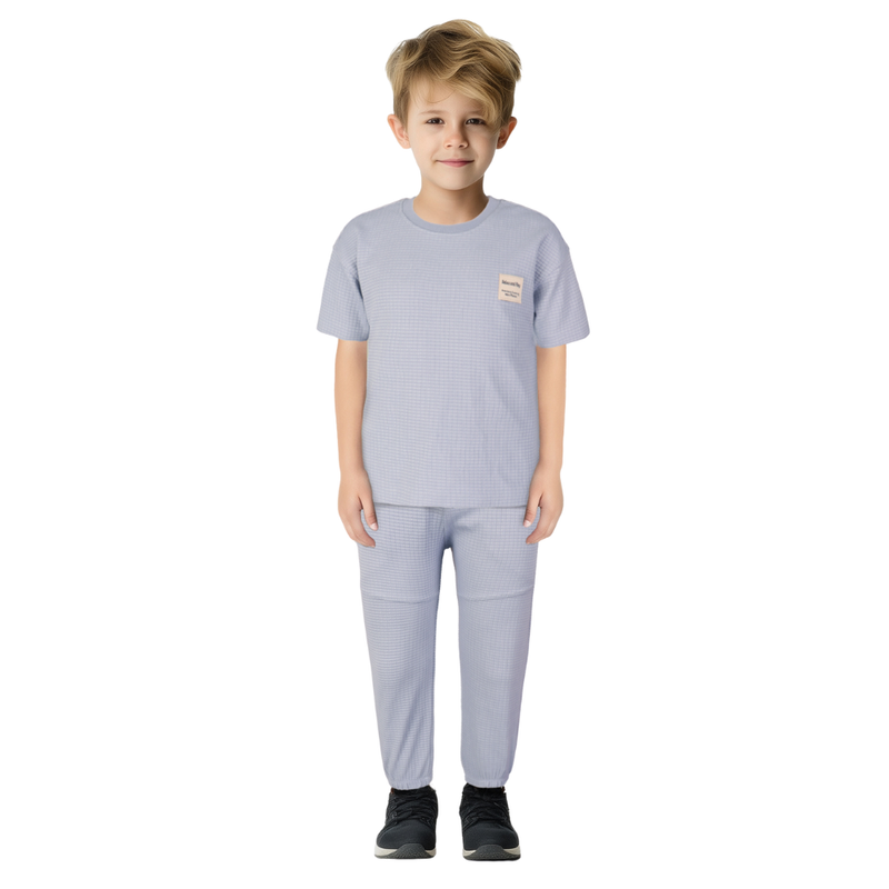 Genius - 2pc-Set - Boys' Waffle T-Shirt & Joggers - Blue