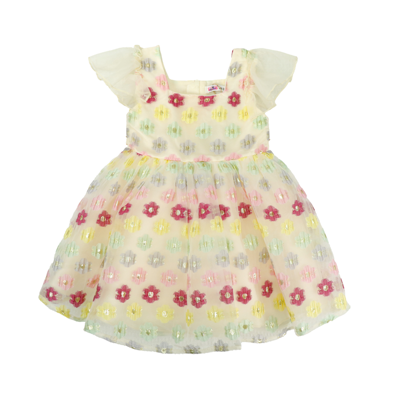 Smart Baby Baby Girl's Square Neck Party Dress - Beige