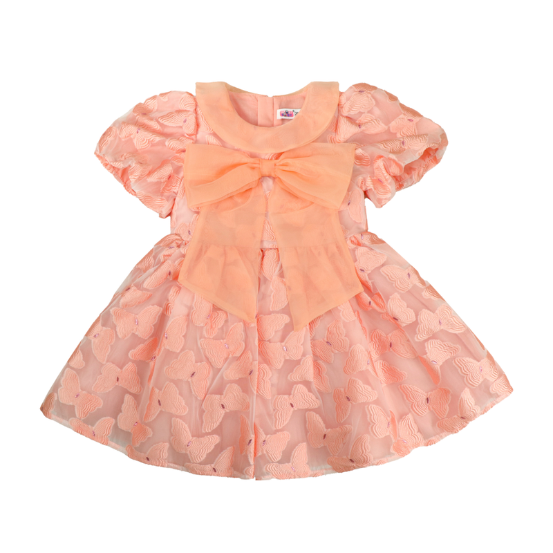 Smart Baby Baby Girl's Bow Applique Party Dress - Peach