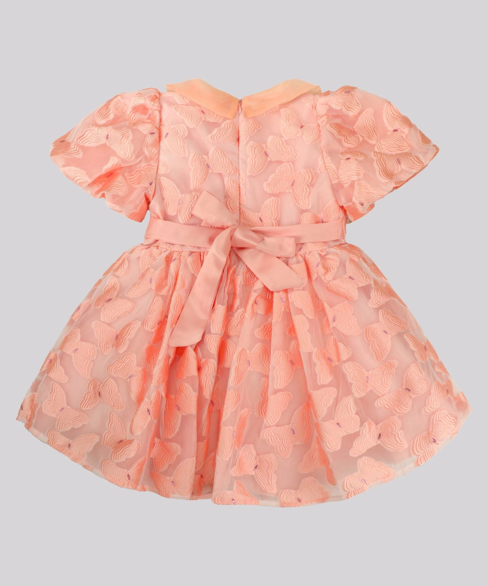 Smart Baby Baby Girl's Bow Applique Party Dress - Peach