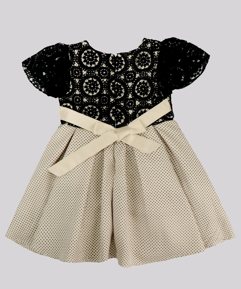 Smart Baby Girl's Embroidered Party Dress - Black/Beige
