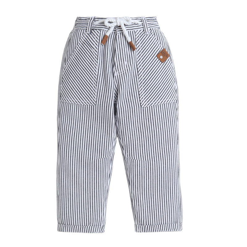 Little Kangaroos Boy's Striped Denim Jeans - White