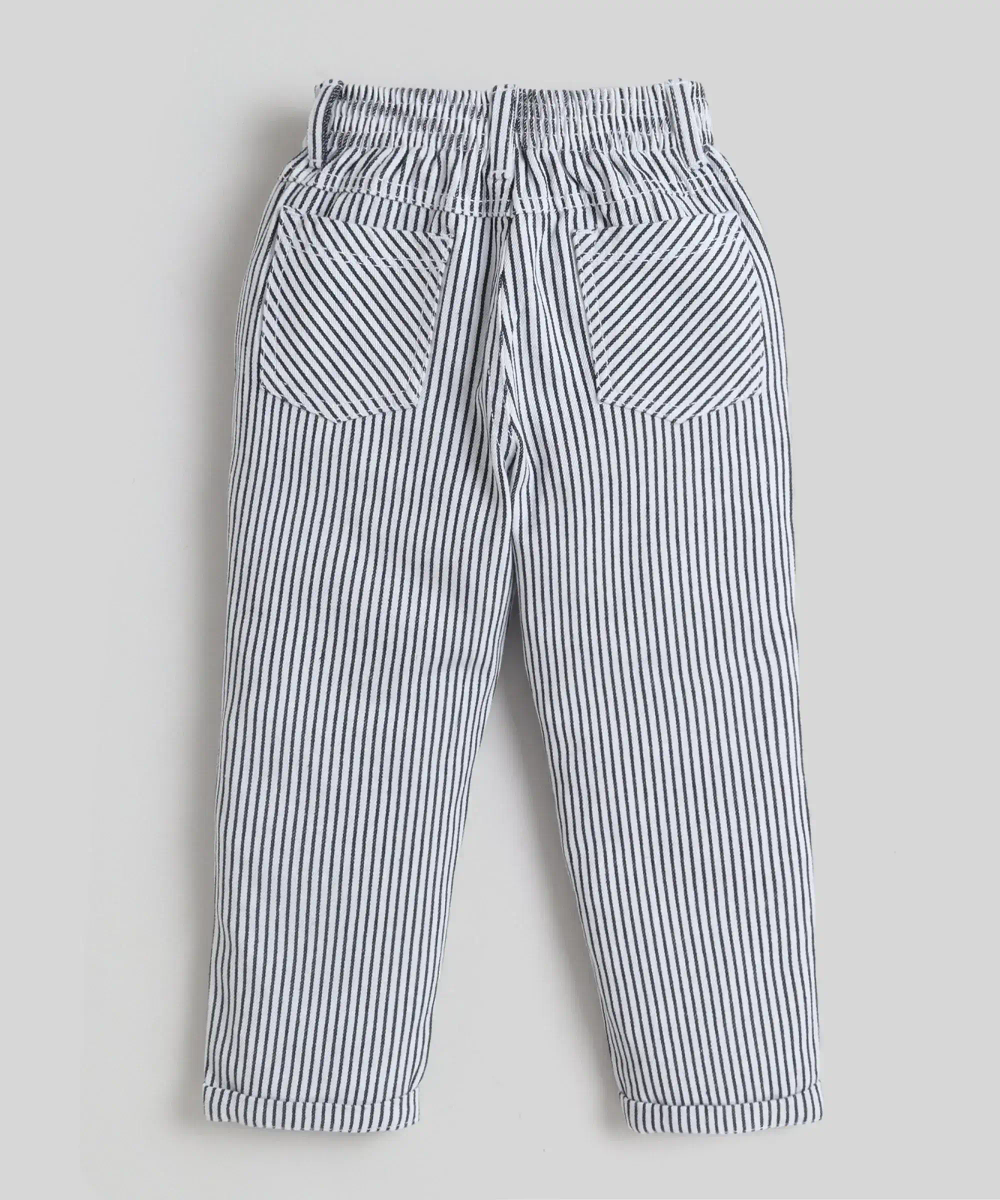 Little Kangaroos Boy's Striped Denim Jeans - White