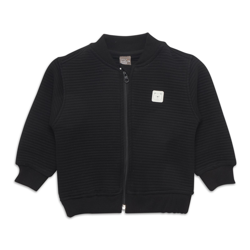Little Kangaroos Baby Boys' Henley Neck Full Sleeves Jacket - Black